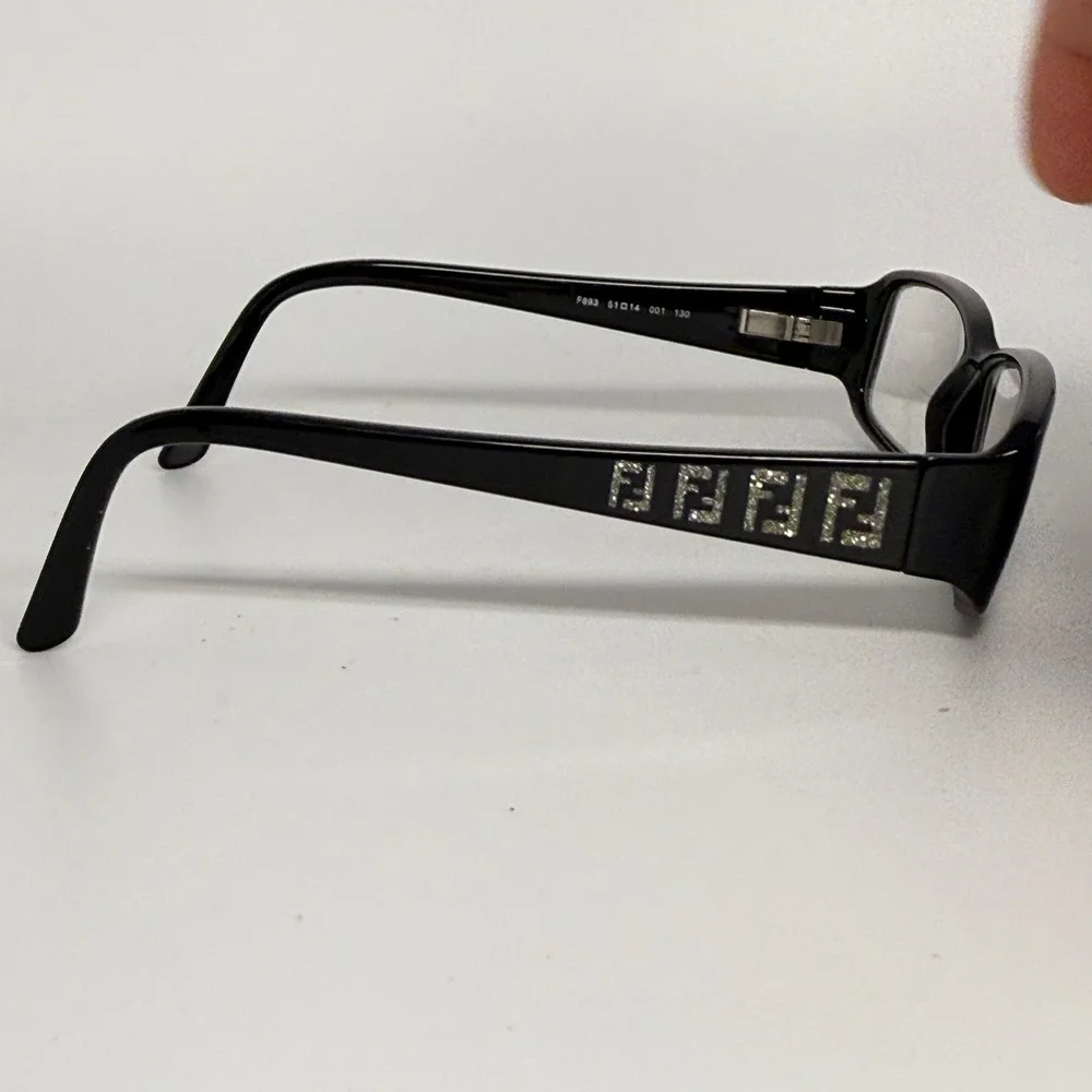 Fendi F893‎ 001 Black Eyeglasses Frames 51-14-130 Made in Italy Crystal Logo